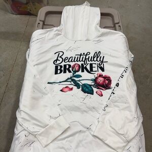 Source Unknown White Hoodie with Rose Graphic